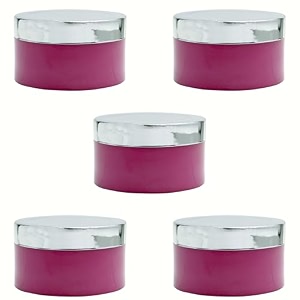 acrylic pink jar with royal silver lid for personal care medicine keeping household use beauty products amp multi purpose 50 gm - pack of 5