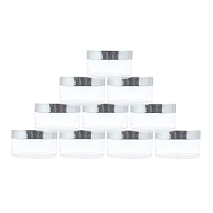 acrylic transparent jar with royal silver lid for personal care medicine keeping household use beauty products amp multi purpose 50 gm - pack of 10