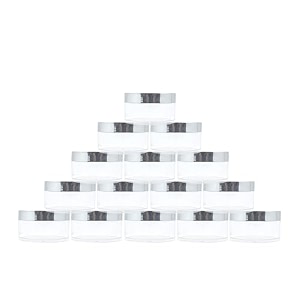 acrylic transparent jar with royal silver lid for personal care medicine keeping household use beauty products amp multi purpose 50 gm - pack of 15
