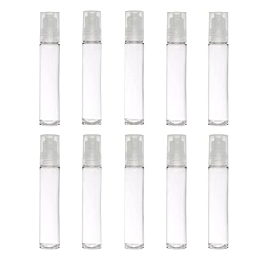 pet plastic transparent roll on bottle - food grade material for refillable deodarant essential oils lip balm eye roller attar leak proof pack of 10 10ml