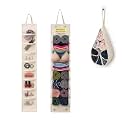 FUTURE'S ROOTS 2-in-1 Double Sided Hanging Wardrobe Organizer/16 Pocket Cotton Closet Storage for Socks, Underwear, Small Accessories/Foldable & Space Saving Organizer for Almirah & Cupboard Set of 2