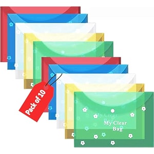 future x my clear bag pack of 10 fine a4 document file bag transparent envelope folder container for papers stationery for school office projects 10