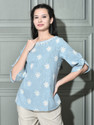 FUTURO Casual Floral Print Women Blue Top