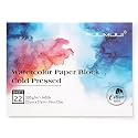 Fuumuui Watercolor Paper Block 9x12 Inch, 100% Cotton Paper Pad, 22 Sheets, Cold Pressed | 140 lb/300gsm Acid-Free for Painting, Drawing, Art Journaling, Professional Artist Quality