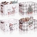Fuutreo 4 Pack 15" x 10" x 8.7" Large Christmas Storage Basket for Gifts
