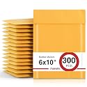 Fuxury Kraft Bubble Mailer 6x10" 300 Pack Usable Size 6x9" Padded Envelopes