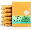 Fuxury Kraft Bubble Mailer 6x10 Inch 25 Pack Self Seal Padded Envelopes