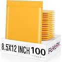 Fuxury Kraft Bubble Mailers 8.5x12" 100 Pack Self Seal Padded Envelopes