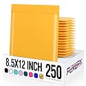 Fuxury Kraft Bubble Mailers 8.5x12" 250 Pack Self Seal Padded Envelopes #2