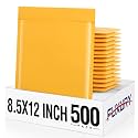 Fuxury Kraft Bubble Mailers 8.5x12 Inch 500 Pack Self Seal Padded Envelopes