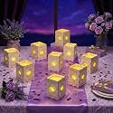 Fuyoooo 12 Set Princess Sun Centerpieces for Table Decor Princess Sun Wooden Lantern with LED Candles for Party LED Lights with Wooden Bags Battery Operation for Wedding Birthday Party