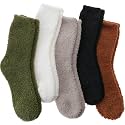 Fuzzy Socks Warm Fluffy Winter Cozy Thick Plush Slipper Sleep Comfy Crew Socks for Women &amp; Men 5 Pairs