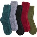 Fuzzy Socks Warm Fluffy Winter Cozy Thick Plush Slipper Sleep Comfy Crew Socks for Women &amp; Men 5 Pairs