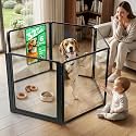 FXW AuraSpace Pro Clear Acrylic Indoor Dog Playpen, 32" H, 6 Panels
