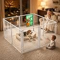 FXW AuraSpace Pro Clear Acrylic Indoor Dog Playpen, 32" H, 8 Panels