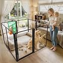 FXW AuraSpace Pro Clear Acrylic Indoor Dog Playpen, 40" H, 8 Panels