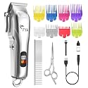 FYA Dog Clippers for Grooming, Low Noise, Rechargeable Cordless Pet Hair Clippers for Thick Heavy Coats, Dog Trimmer Grooming Kit, Pet Shaver for Small and Large Dogs Cats