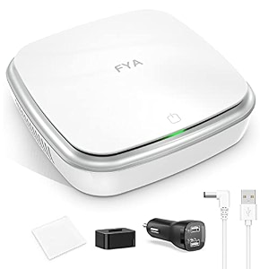 fya portable car air purifier ionizer h13 true hepa filter cleans air with fragrance box helps alleviate allergies eliminates smoke amp more air purifier for car traveling bedroom office white