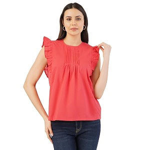 FYLTR Womens Casual Fashion Top -Ruffled Collar