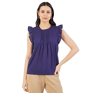 FYLTR Womens Casual Fashion Top -Ruffled Collar