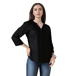 FYLTR Womens Casual Roll -Up Sleeves Rayon