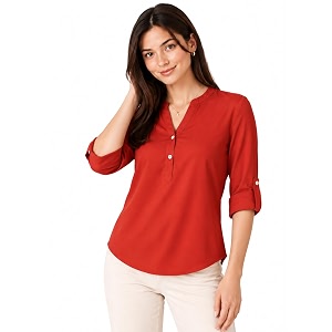 FYLTR Womens Casual Roll -Up Sleeves Rayon