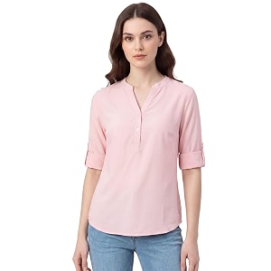 FYLTR Womens Casual Roll -Up Sleeves Rayon
