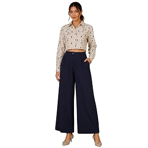 FYLTR Womens Stretchable High Waist Wide-Leg Front