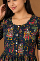 FYMC Women Ethnic Dress Dark Blue MidiCalf