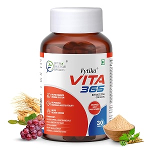 fytika vita 365-30 tablets pack of 1  multivitamin for men and women  with ashwagandha ginseng probiotics amp prebiotics and biotin enhances energy immunity and digestion