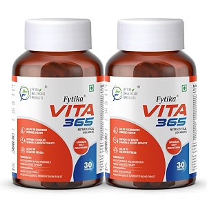 fytika vita 365-60 tablets pack of 2  multivitamin for men and women  with ashwagandha ginseng probiotics amp prebiotics and biotin enhances energy immunity and digestion