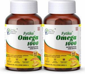 fytika omega 1000 for heart brain joint muscle support- pack of 2 60 capsule each