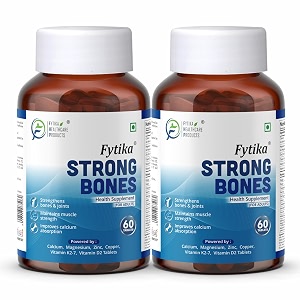 fytika strong bones pack of 2 - 120 tabs  calcium 1000mg  vitamin d3 400iu supplement with magnesium zinccoper amp vitamin k2 for complete bone joint amp muscle health - women and men