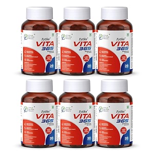 fytika vita 365 3 in 1 multivitamin - boosts energy gut health manages stress ashwagandha probiotics ginseng for men women - 180 tablets pack of 6