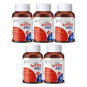 fytika vita 365 3 in 1 multivitamin - boosts energy gut health manages stress ashwagandha probiotics ginseng for men women - 150 tablets pack of 5