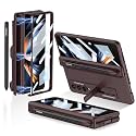 Galaxy Z Fold4 Case, 4-in-1 All-Inclusive Z Fold 4 Case with S Pen Holder + Hinge Protection + Kickstand + Screen Protector Case for Samsung Galaxy Z Fold4 5G 2022, Red Wine Color