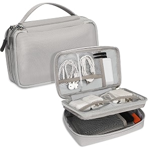 fyy electronic organizer travel cable organizer bag pouch electronic accessories carry case portable double layers waterproof all-in-one storage bag for cable cord charger phone hard drive grey handle-grey double layer-s