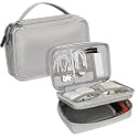 FYY Electronic Organizer, Travel Cable Organizer Bag Pouch Electronic Accessories Carry Case Portable Double Layers Waterproof All-in-One Storage Bag for Cable, Cord, Charger, Phone, Hard Drive, Grey, Handle-Grey, Double Laye