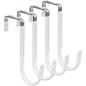 FYY Over the Door Hooks, Single-Hanger 4 Pack, Fits Doors 1 3/8" White