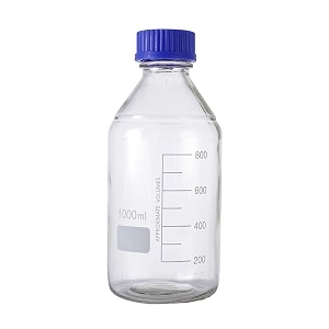 fzn reagent bottles graduated storage borosilicate glass bottle with blue screw cap 1000 ml - set of 2