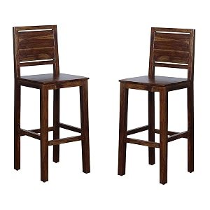 g fine furniture wooden high bar chairs  long counter stools with legfoot support  solid wood sheesham provincial teak pack of 2