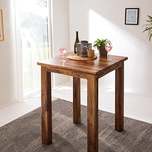 g fine furniture solid sheesham wood 2 seater bar table and chair set  wooden high bar table and chairs set  talllong dining for caf restaurant amp kitchen  bar unit with 3 shelf storage  natural