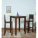 G Fine Furniture Solid Sheesham Wood 2 Seater Bar Table and Chair Set | Wooden High Bar Table and Chairs Set | Tall/Long Dining for Cafe &amp; Restaurant | Kitchen Furniture | Rosewood, Brown Finish