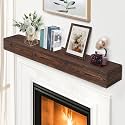 G GOOD GAIN 54'' Fireplace Mantel, 5'' Pine Wood Floating Shelf, Chocolate
