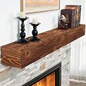 G GOOD GAIN 54'' Fireplace Mantel,Pine Wood Floating Shelf, NormalWalnut