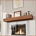 G GOOD GAIN 72'' Fireplace Mantel, 5'' Pine Wood Floating Shelf, DarkWalnut