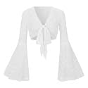 Women Tie Front Bell Sleeve Rave Crop
