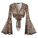 Women Tie Front Bell Sleeve Rave Crop