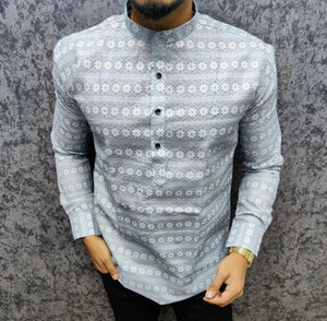 g s creations men printed straight kurta