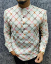 G S CREATIONS Printed Cotton Blend Straight Kurta for Men (Multicolor)